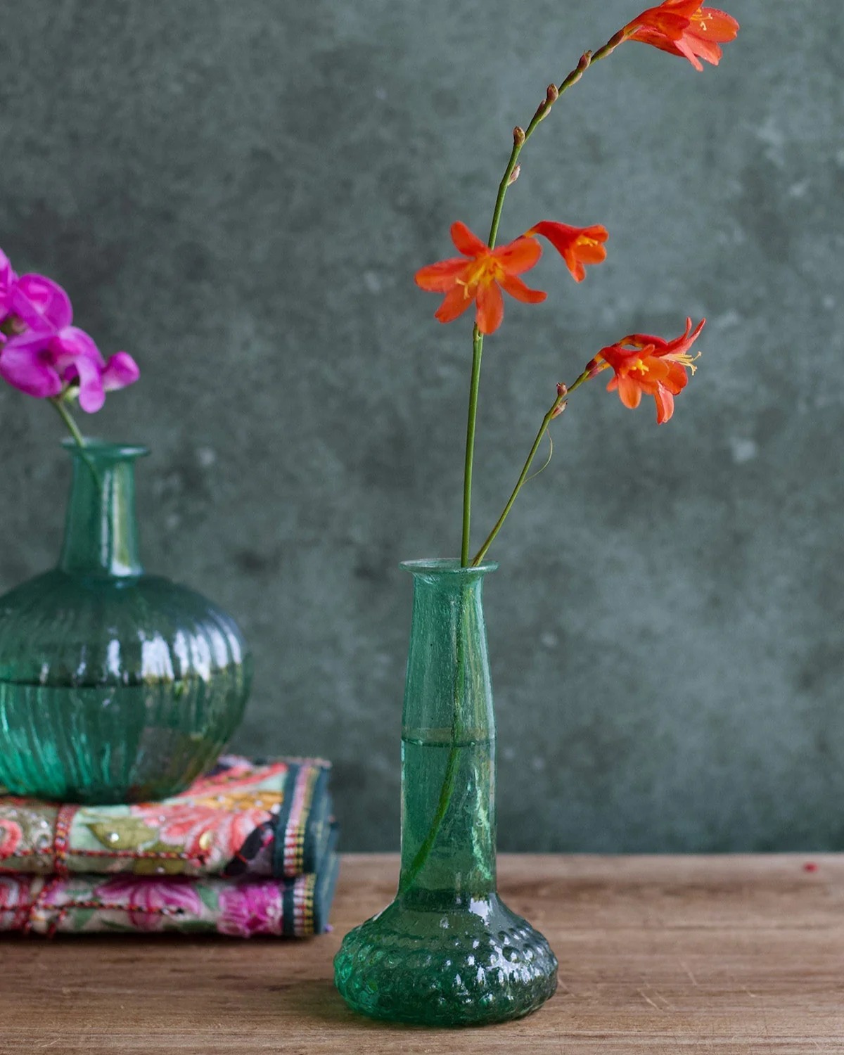 Vaasje groen gerecycled glas