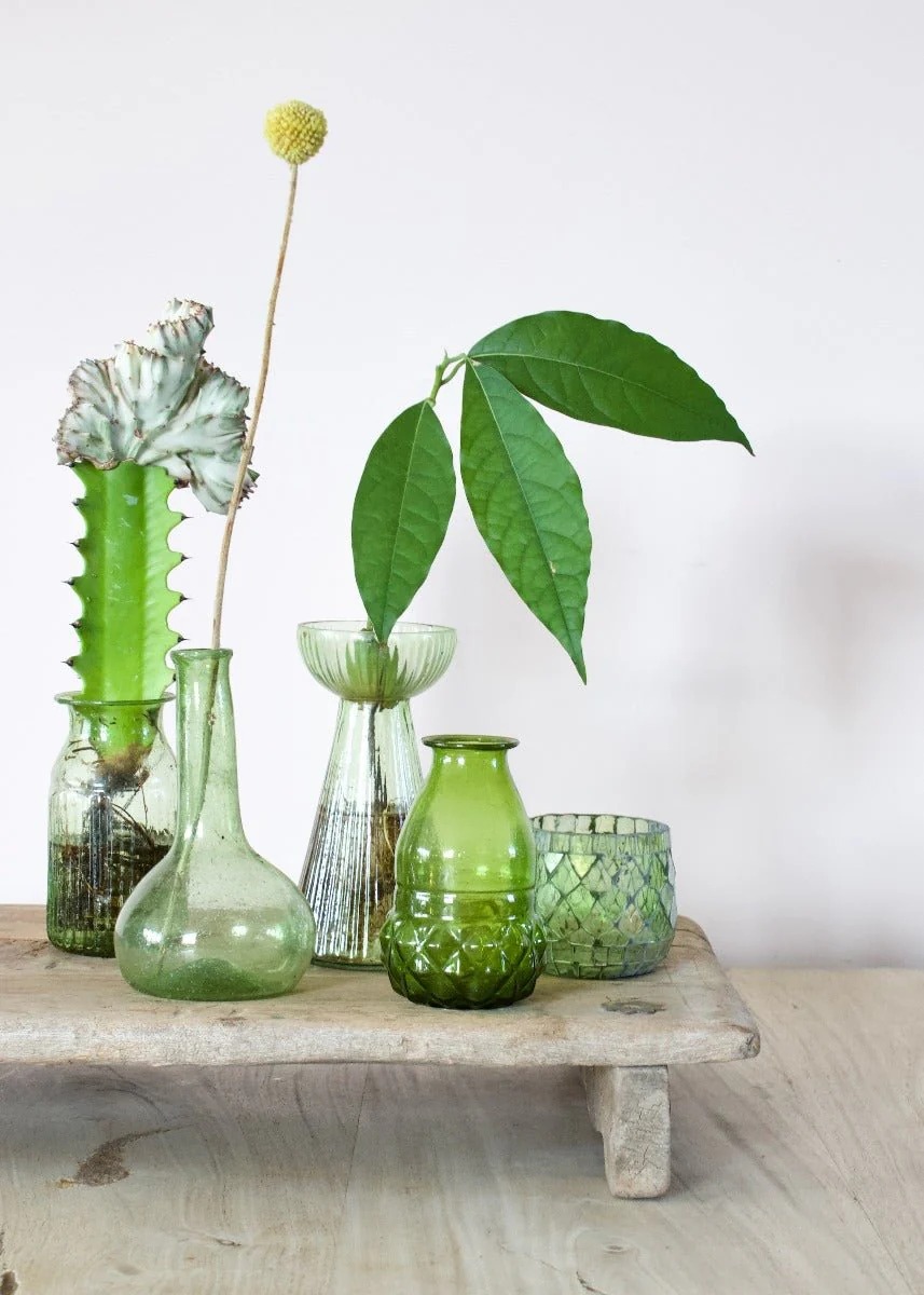 Vaas groen gerecycled glas - Afbeelding 2